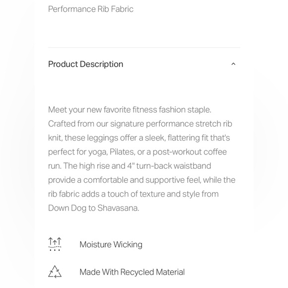 NWT Vuori Inversion Ribbed Java High-Waisted Performance Leggings Size L - Picture 7 of 12